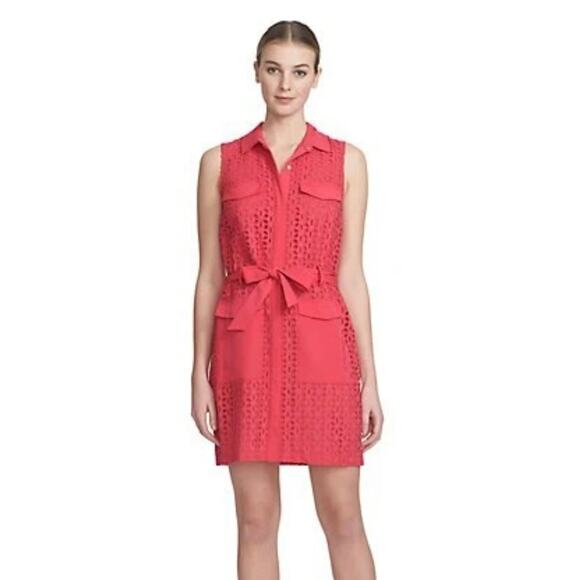 CeCe by Cynthia Steffe Women's Eyelet Crochet Shirt Dress Size 2 in Black - Picture 1 of 5